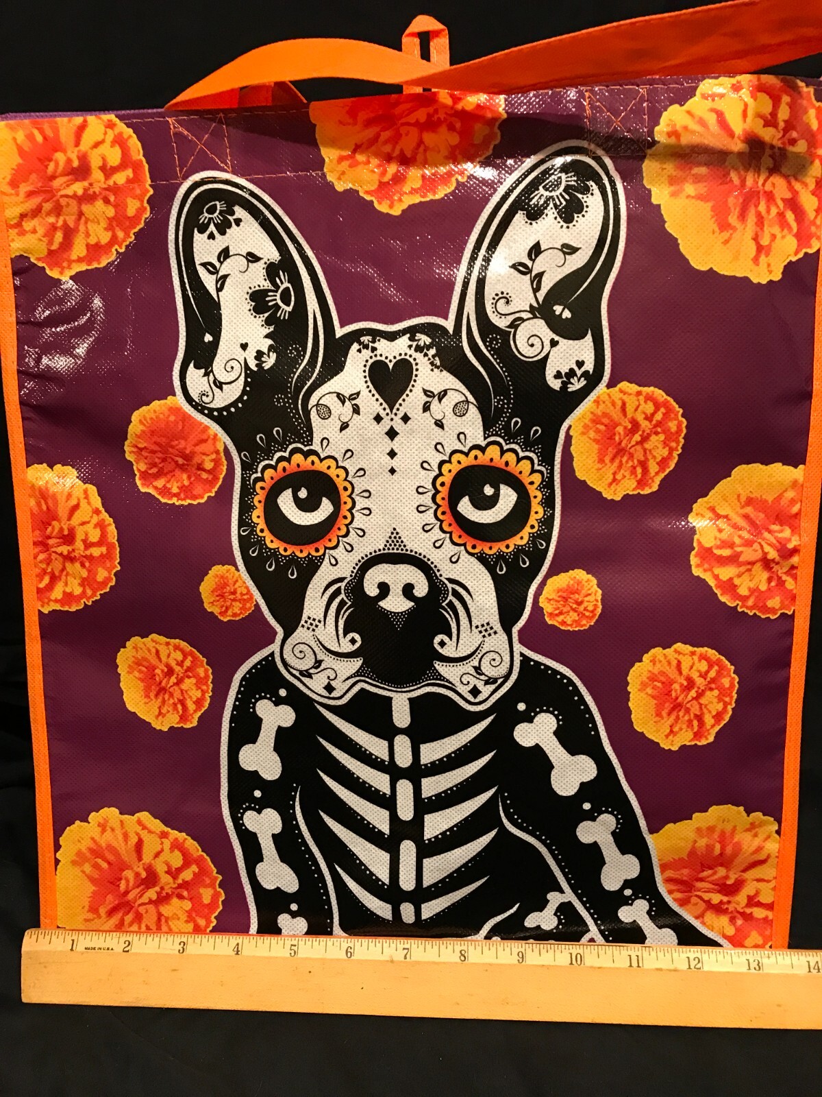French Bulldog Puppy Reusable Shopping Grocery Gift Bag Approx. 5 3/4 x 13 x 14″