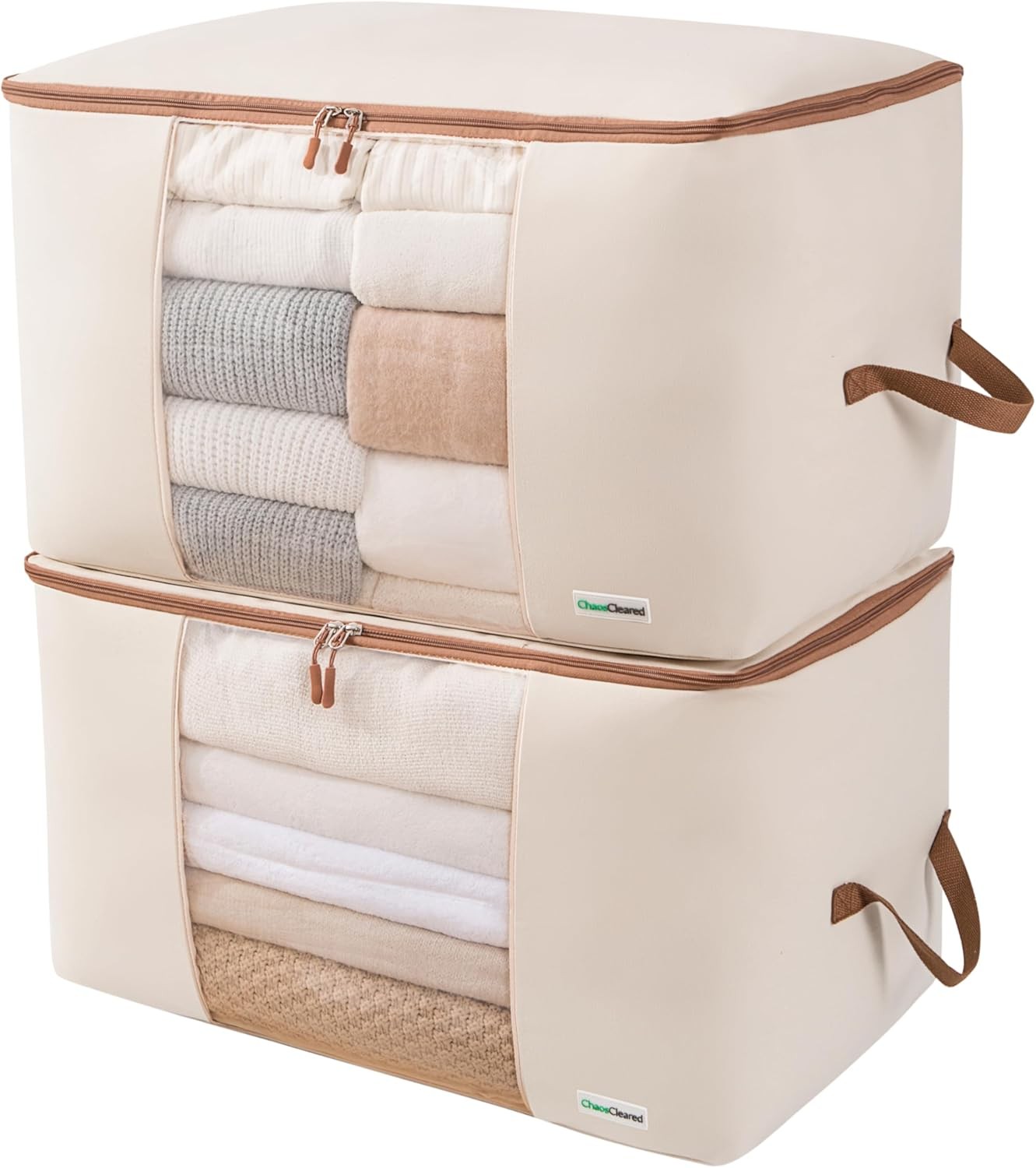 Storage Bag – 2 Pack Canvas Organizer bags for King/Queen Comforters, Pillows