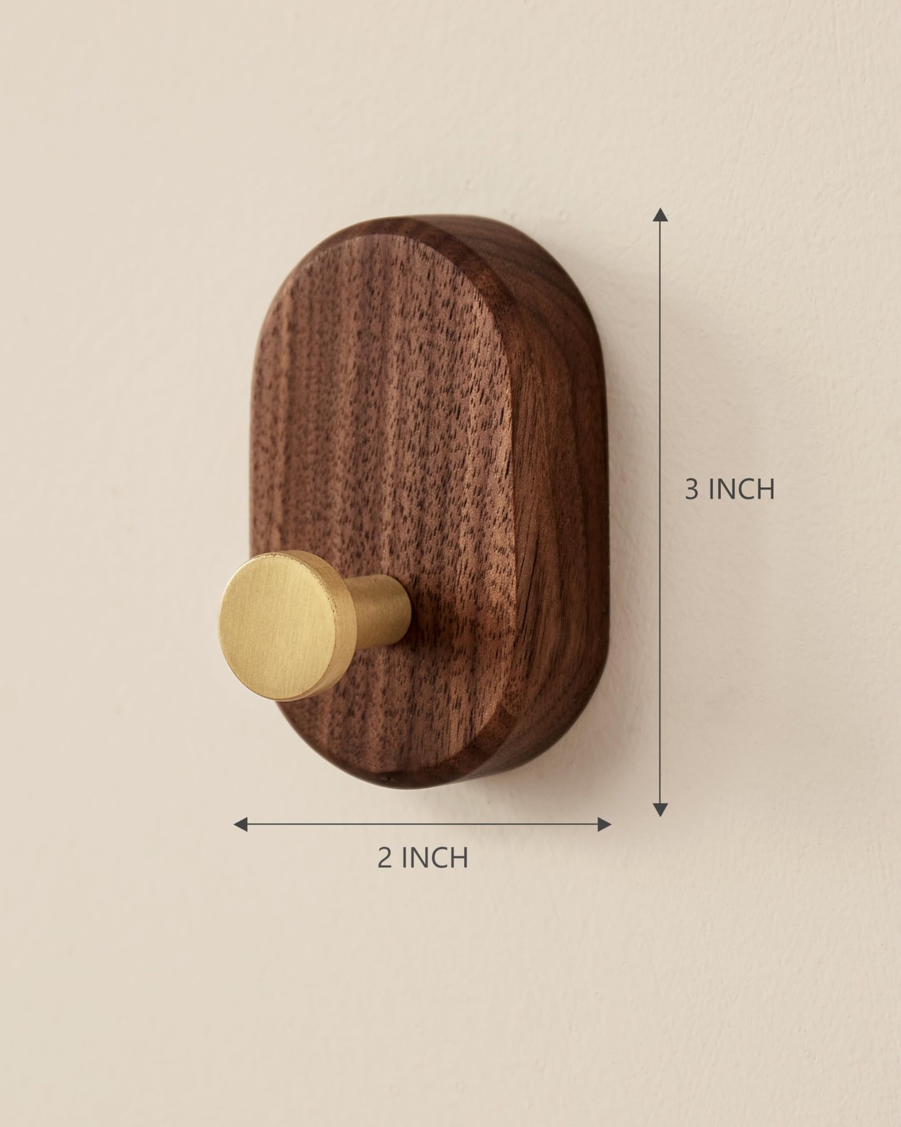 Wood Coat Hooks Wall Mount – Modern Walnut Coat Hook with Bronze Accent for H…