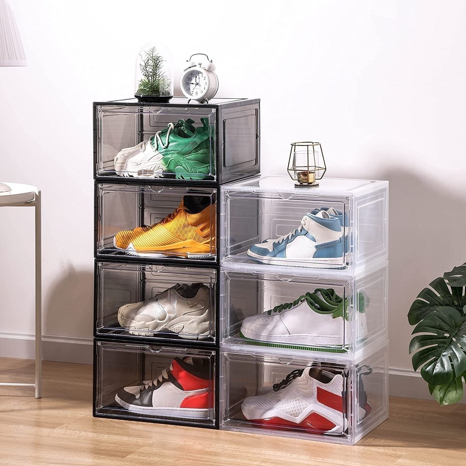 10x Magnetic Shoe Storage Boxes Full Clear Drop Side AJ Sneaker Organizer Case