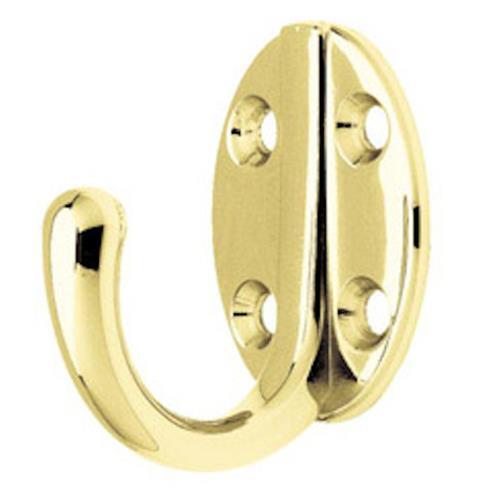 (5 Pack) Polished Brass Single Coat Hook 1 15/16 inch X 1 1/4 inch L-B46116J-PB-