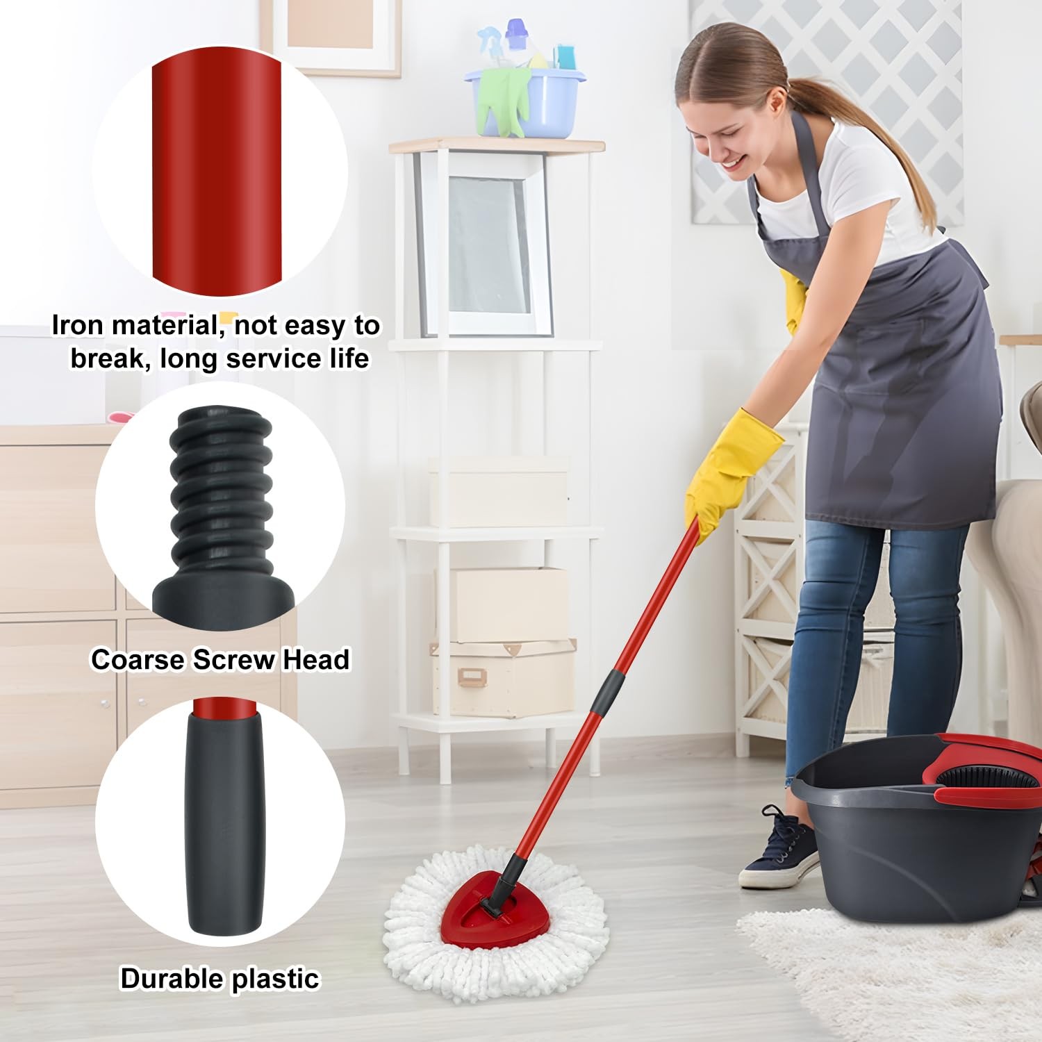Mop Replace Heads Mop Handle and Mop Base Replacement for O Cedar EasyWring 1…
