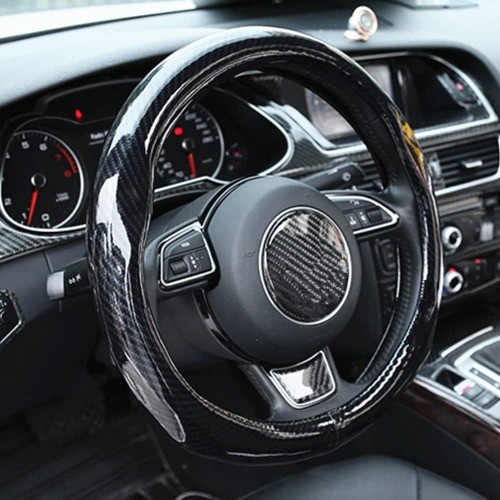 Carbon Fiber Steering Wheel Covers Universal Fit 15 inch for Men Ergonomics Spor