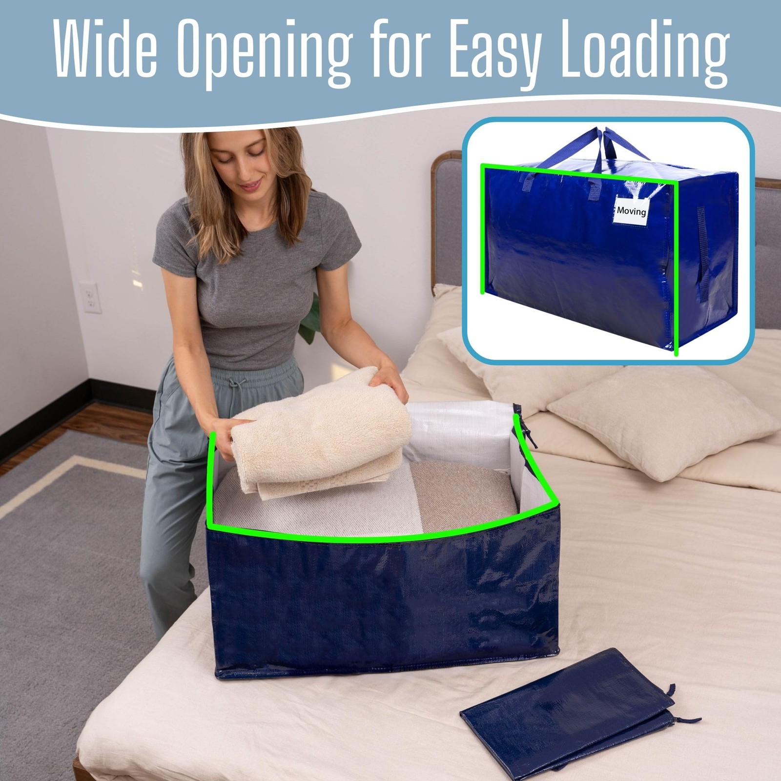 Extra Large Heavy Duty Moving Bags Wide Opening Reinforced Handles 8PCS