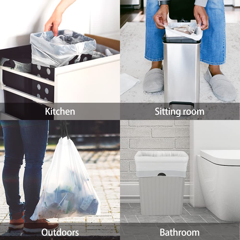 4 Gallon 72 Counts Strong Drawstring Trash Bags 1 Count (Pack of 72), White