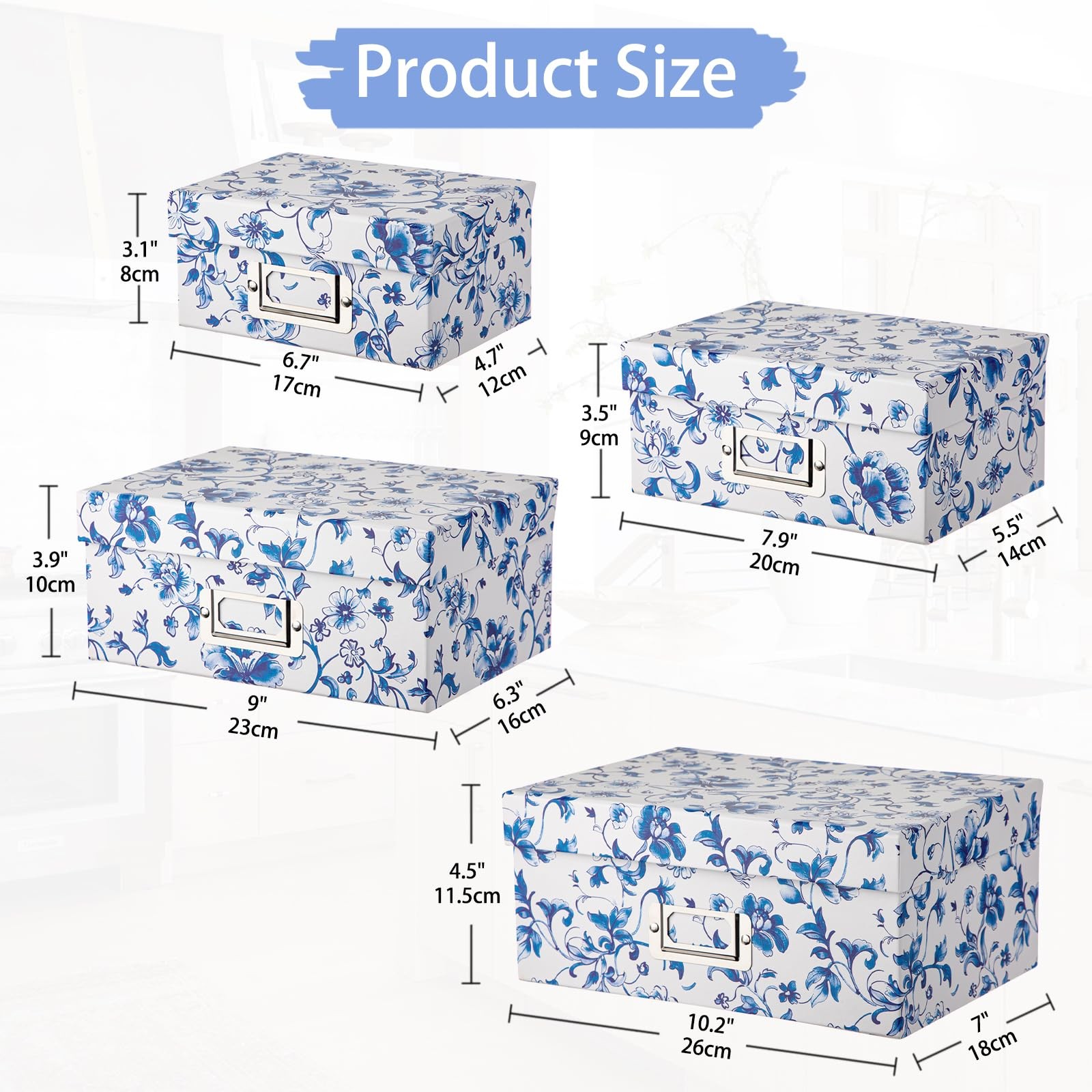 Briful Blue and White Porcelain Storage Boxes with Lids, Set of 4 – Chinoiserie