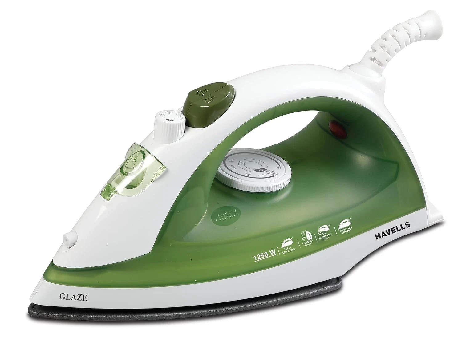 Havells Glaze 1250 Watts Steam Iron with Self Cleaning Function 170 ml Tank 220V