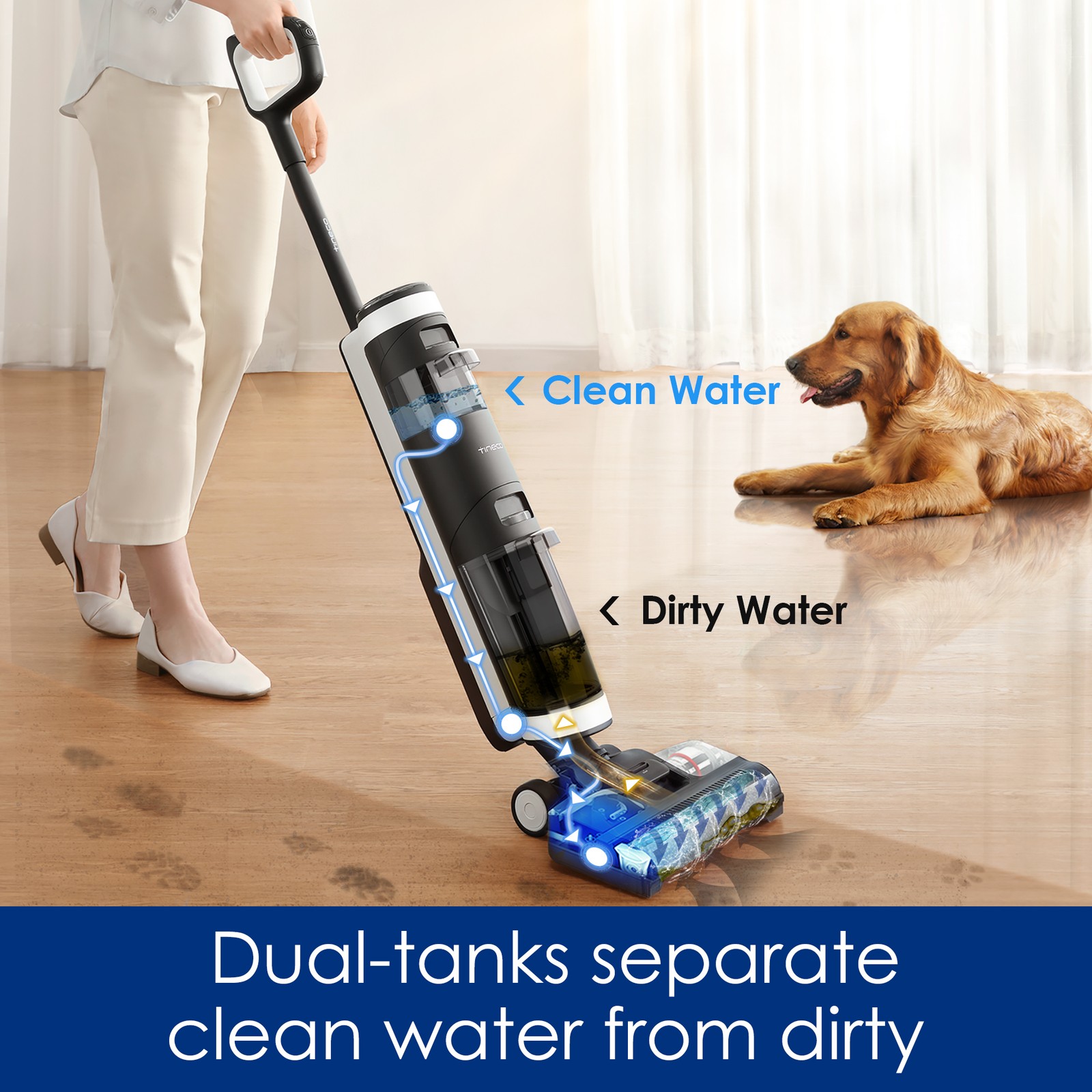 Tineco Floor One S3 Smart Cordless All-in-One Vacuum Cleaner, Self-Cleaning