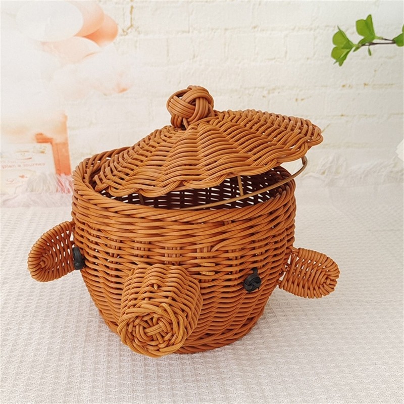 Compact Plastic Woven Look Organizers Bin For Fruits Vegetables And Toy
