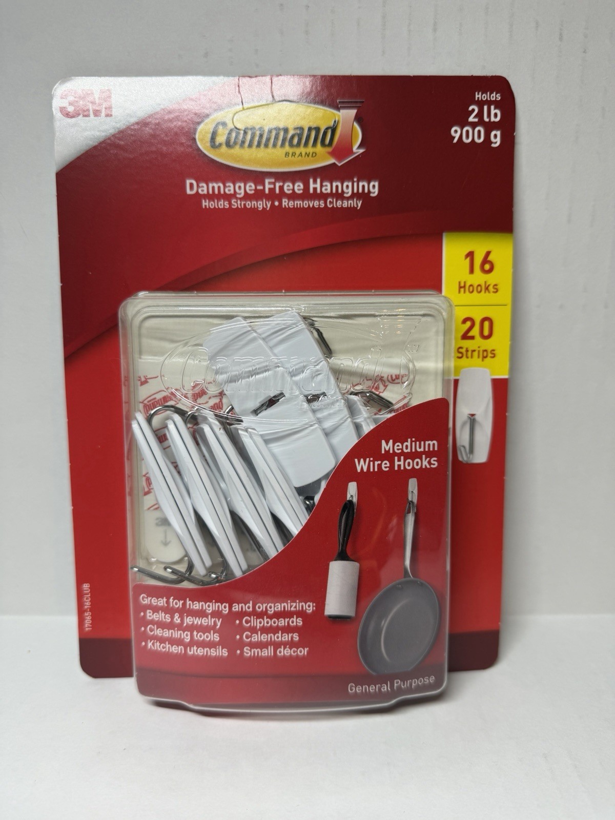 New Command Medium Wire Hooks – 16 Hooks, 20 Strips – Lot of 3 Packs – White