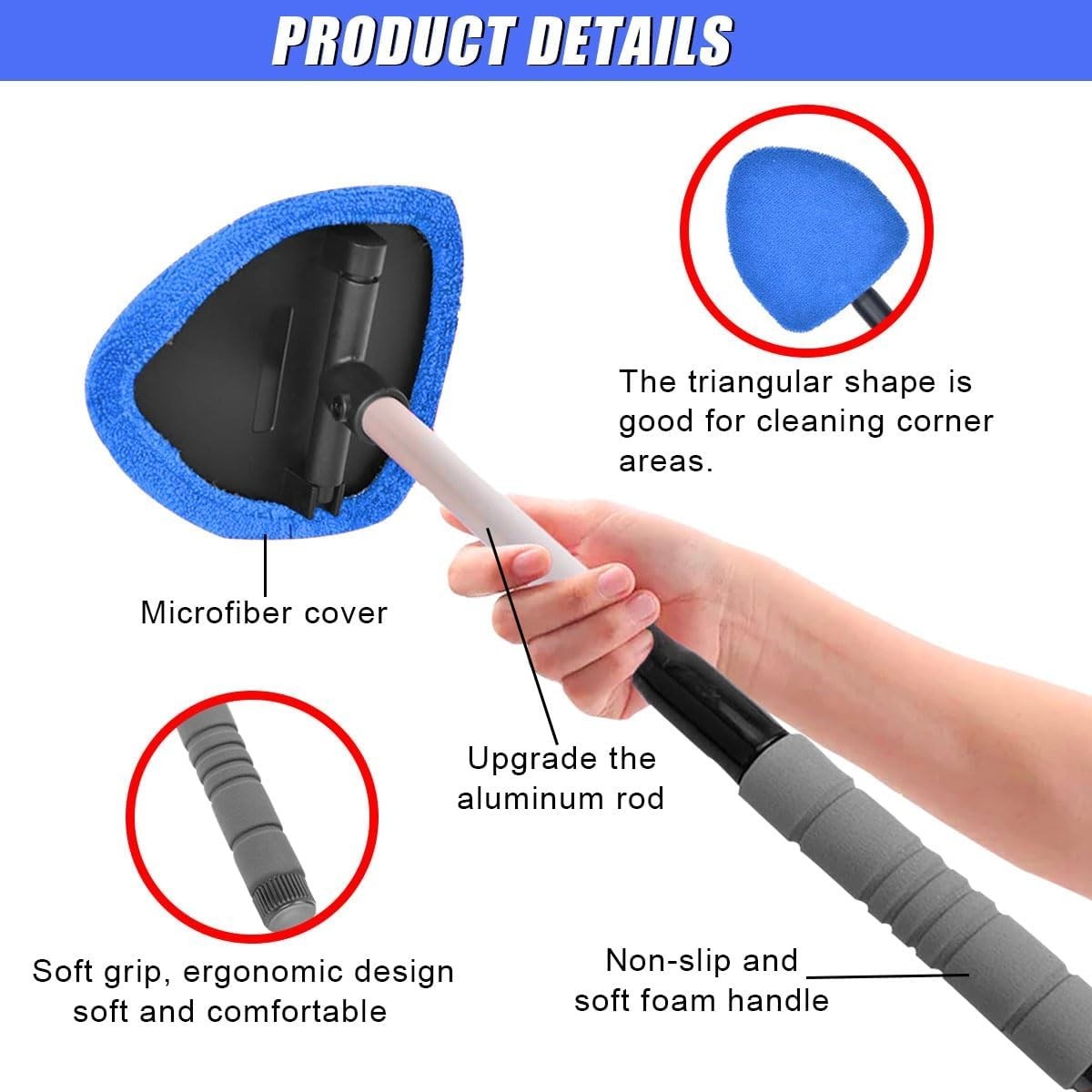 Windshield Cleaning Tool Car Window Glass Wiper Cleaner Brush Pad Extendable