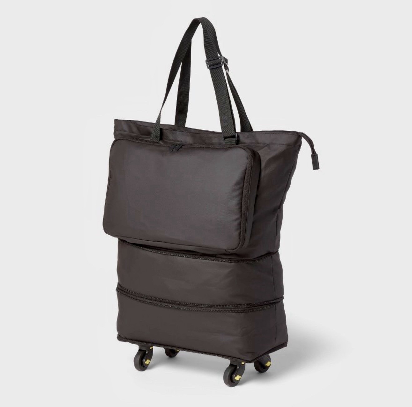 Collapsible Rolling Storage Bag Gray Black Wheels New 22×16.5