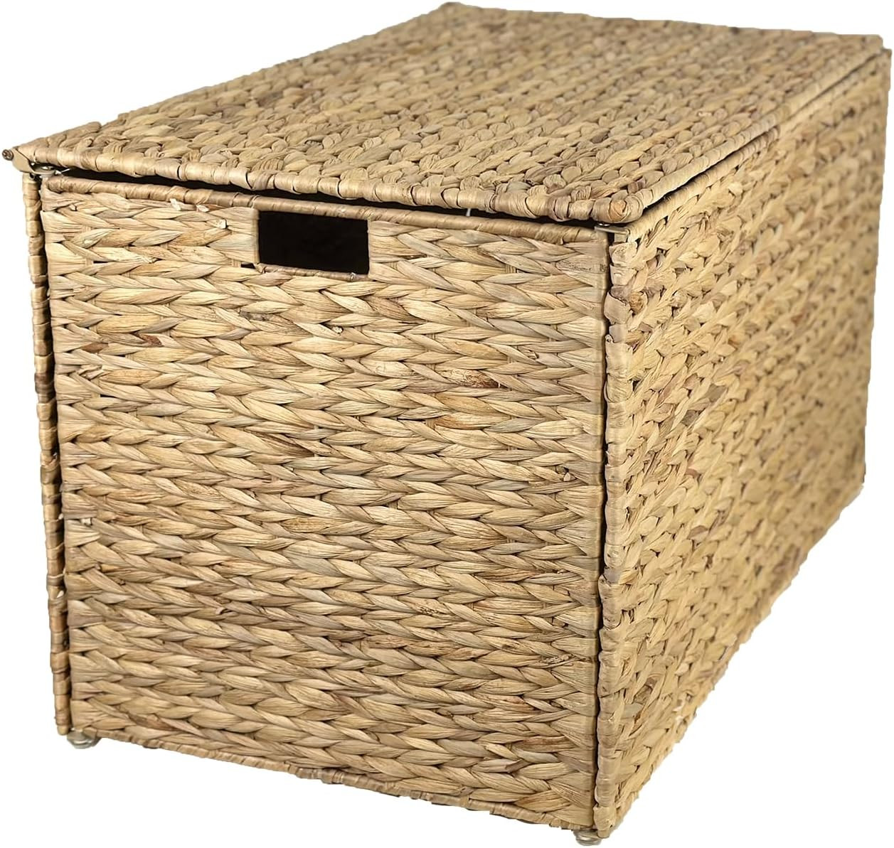 Handwoven Water Hyacinth Storage Basket with Lid, 52.8 Gallon, Foldable