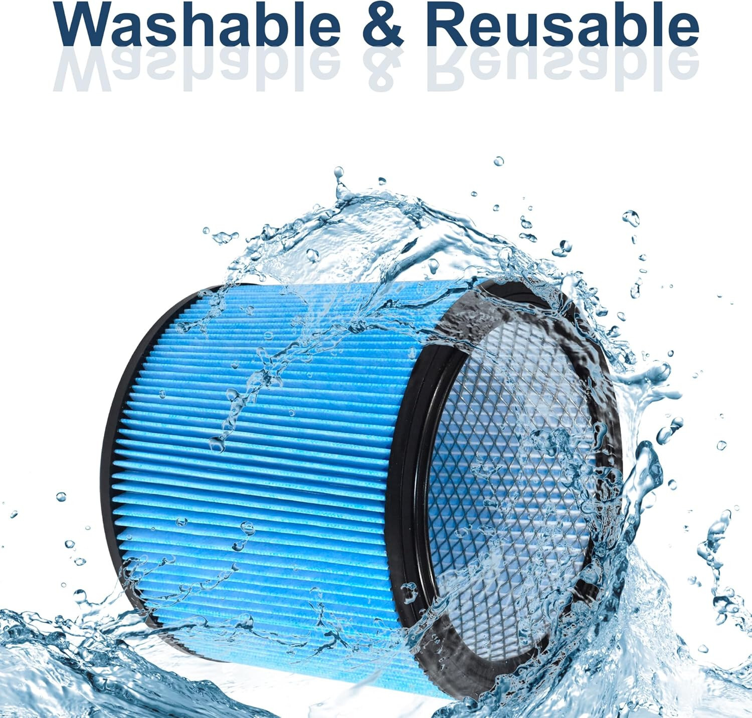 2-Pack HQRP Blue H13 HEPA Cartridge Filter for Shop-vac 90340 90350 90304 90344