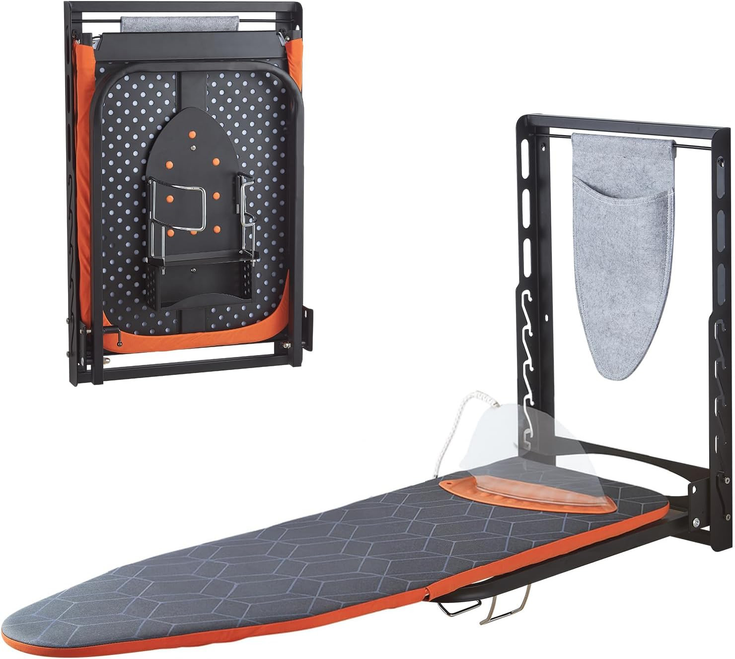 Wall Mounted Ironing Board with Iron Holder, 42X14 Compact Mount Foldable Ironin