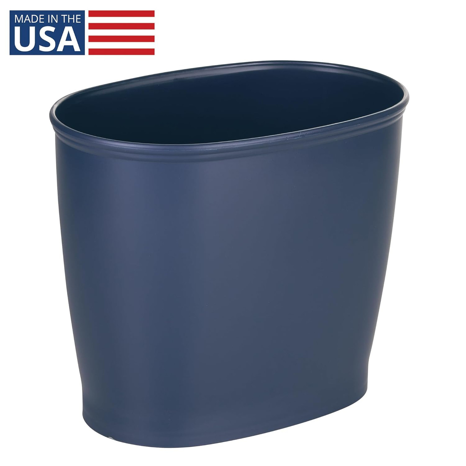 Slim Plastic Bathroom Trash Can, Navy Blue | Small, For Bedroom, Office, Desk