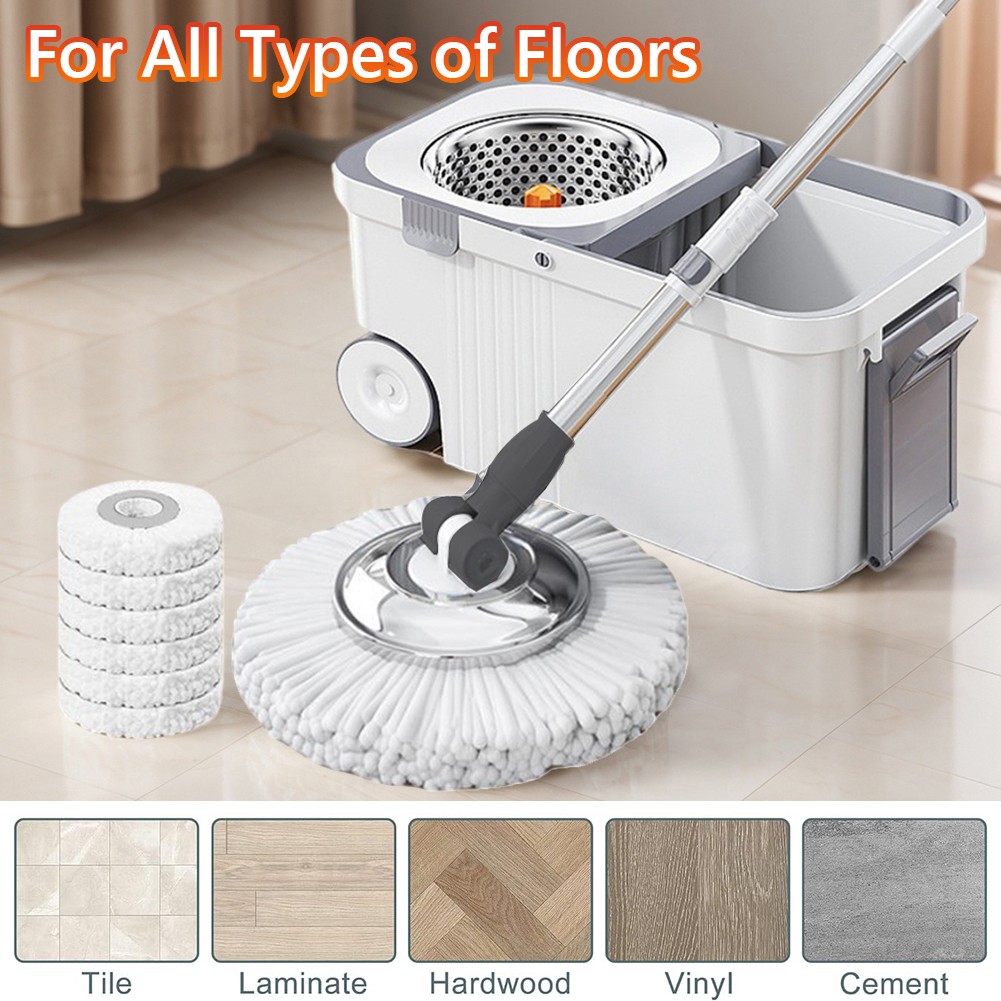 Spin Mop and Bucket Set, 360° Spinning Mop System 6 Mop Refill US