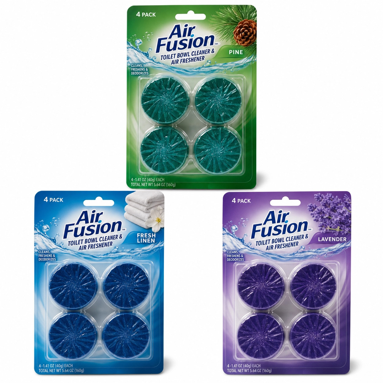 Toilet Bowl Cleaner Tablets 12 Pack Air Fusion Fresh Linen Bathroom Air Freshene