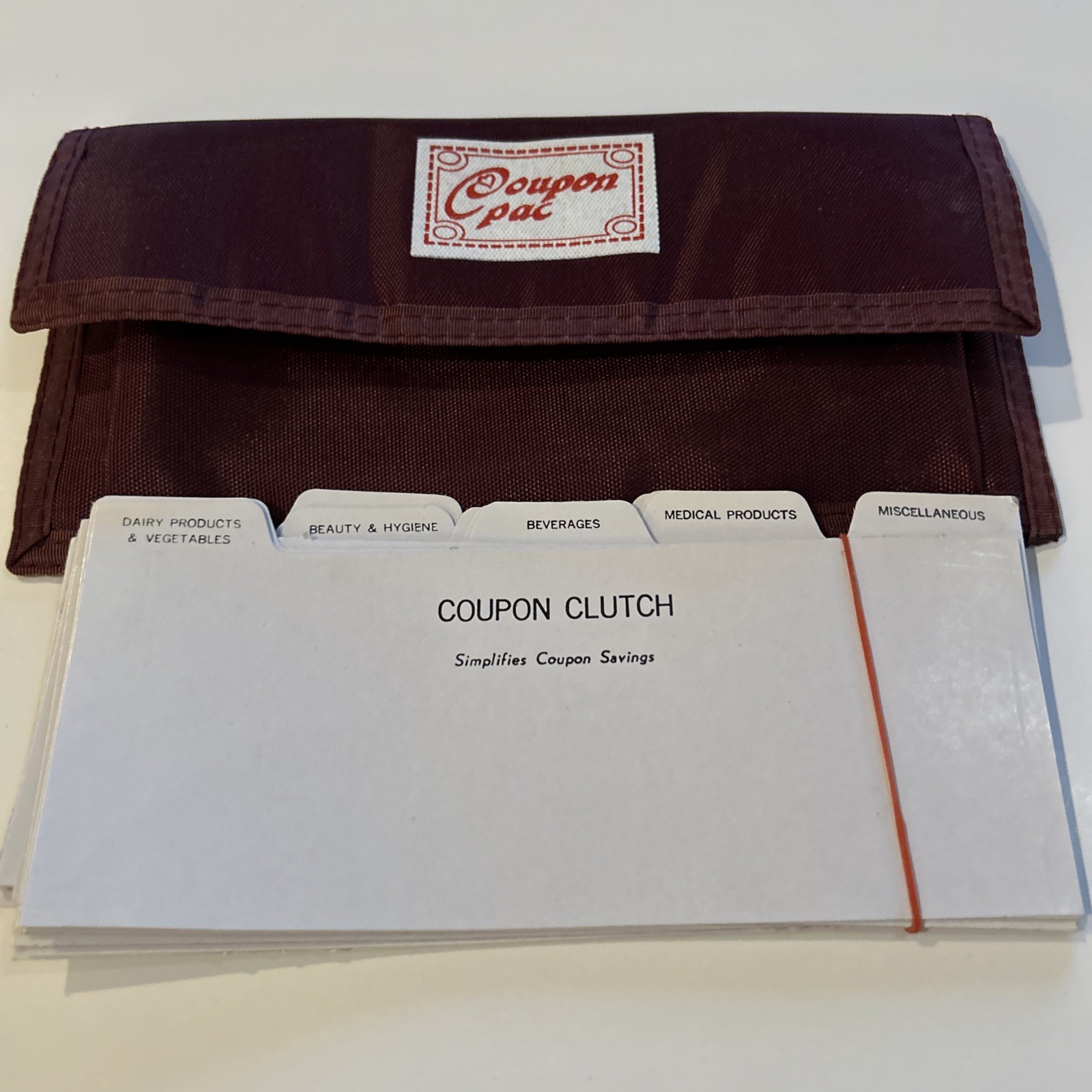 Vintage Coupon Pac Coupon Organizer W/card Tabs Burgundy Nylon (No Scissors)