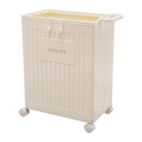 Foldable Storage Box With Wheels Removable Lid 39 × 25 × 52.5 cm Cream Yellow PP