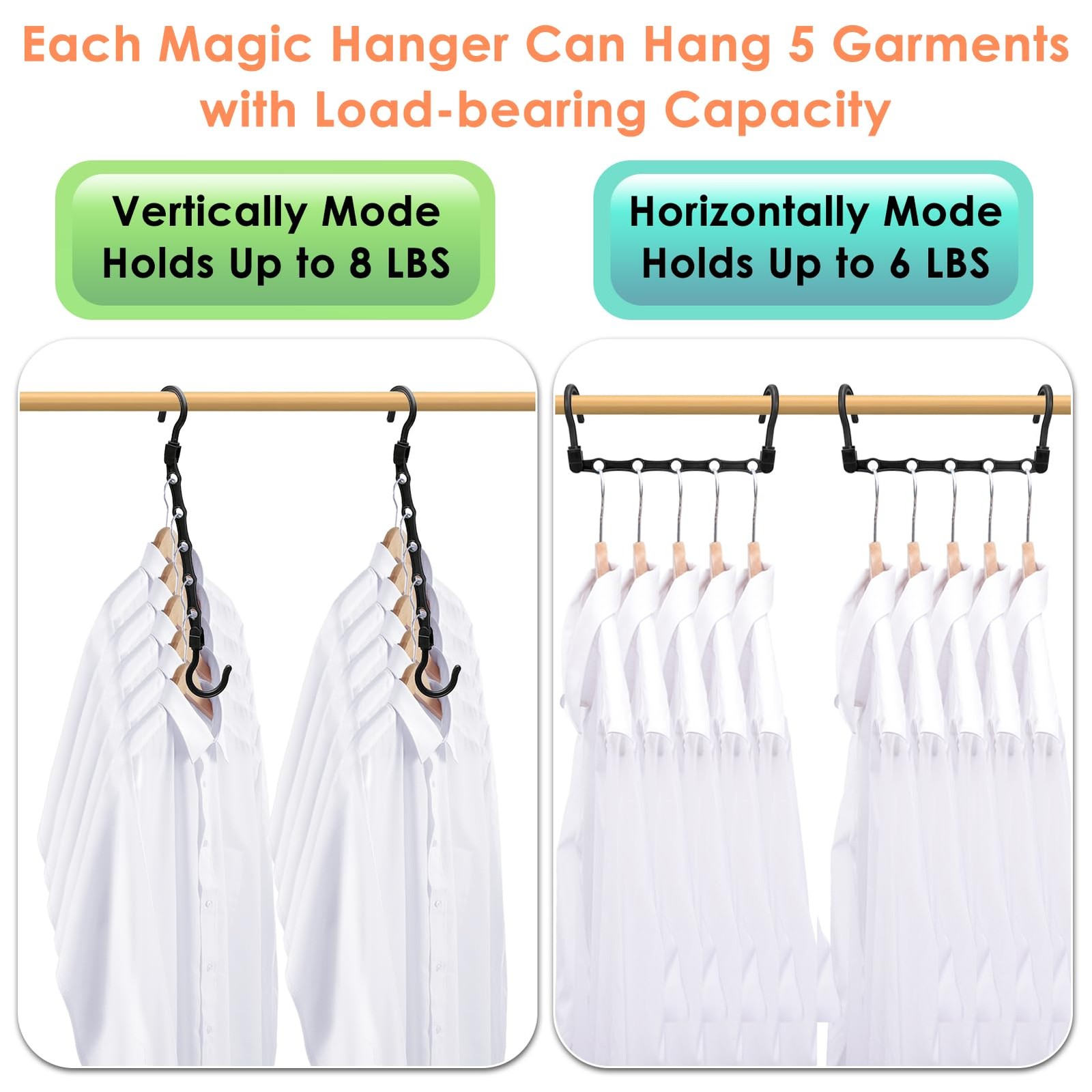 Closet Organizers and One Size, Multicolor 12 Pack Hangers for 60 Clothes