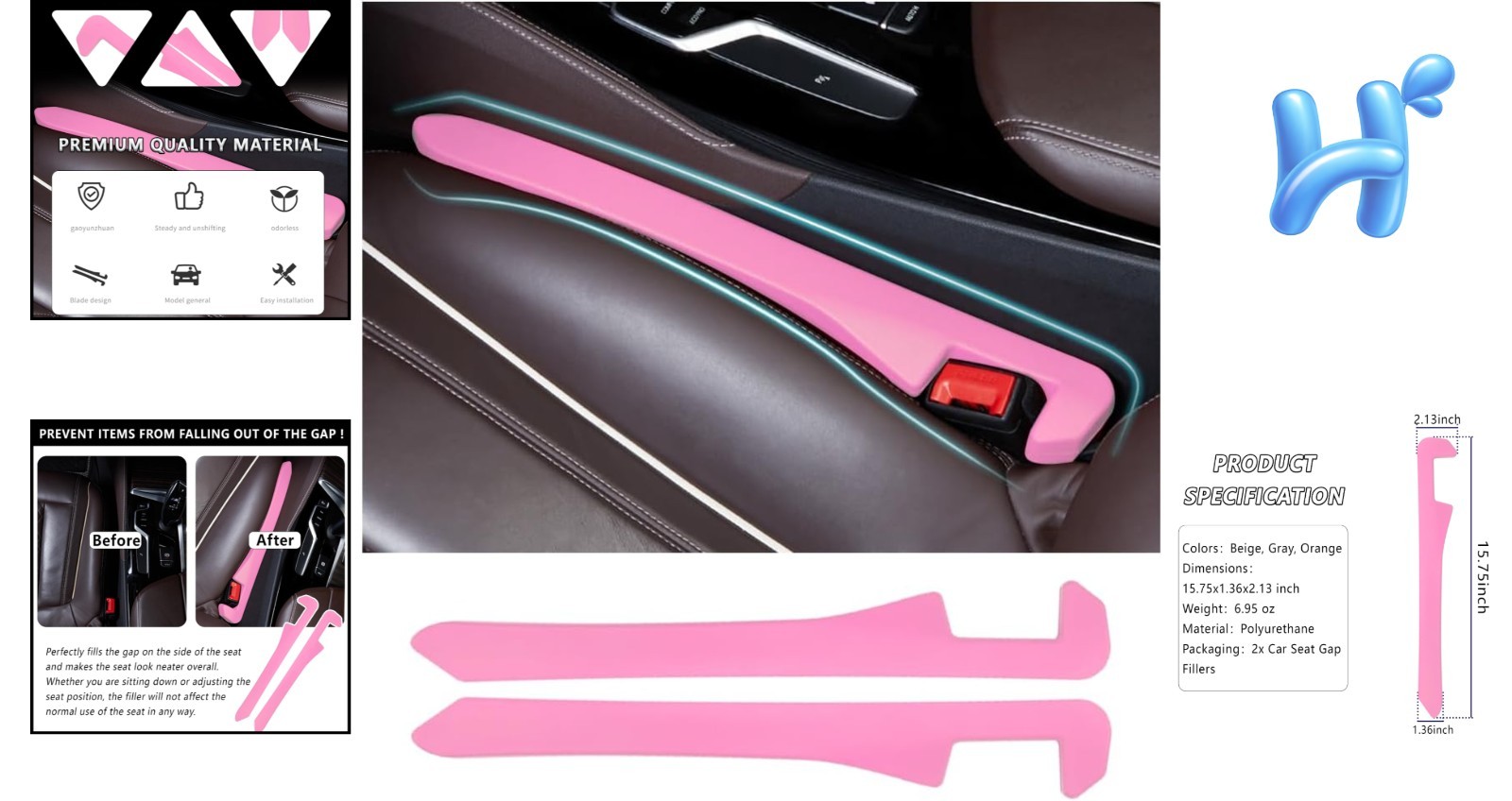 One-Piece Molded 2-Pack Car Gap Fillers – Perfect Fit for Seamless Interiors
