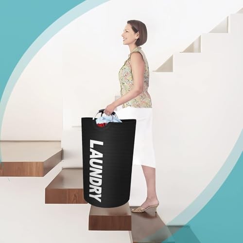 115L Large Laundry Basket, Freestanding Tall Clothes Hamper, Foldable BLACK