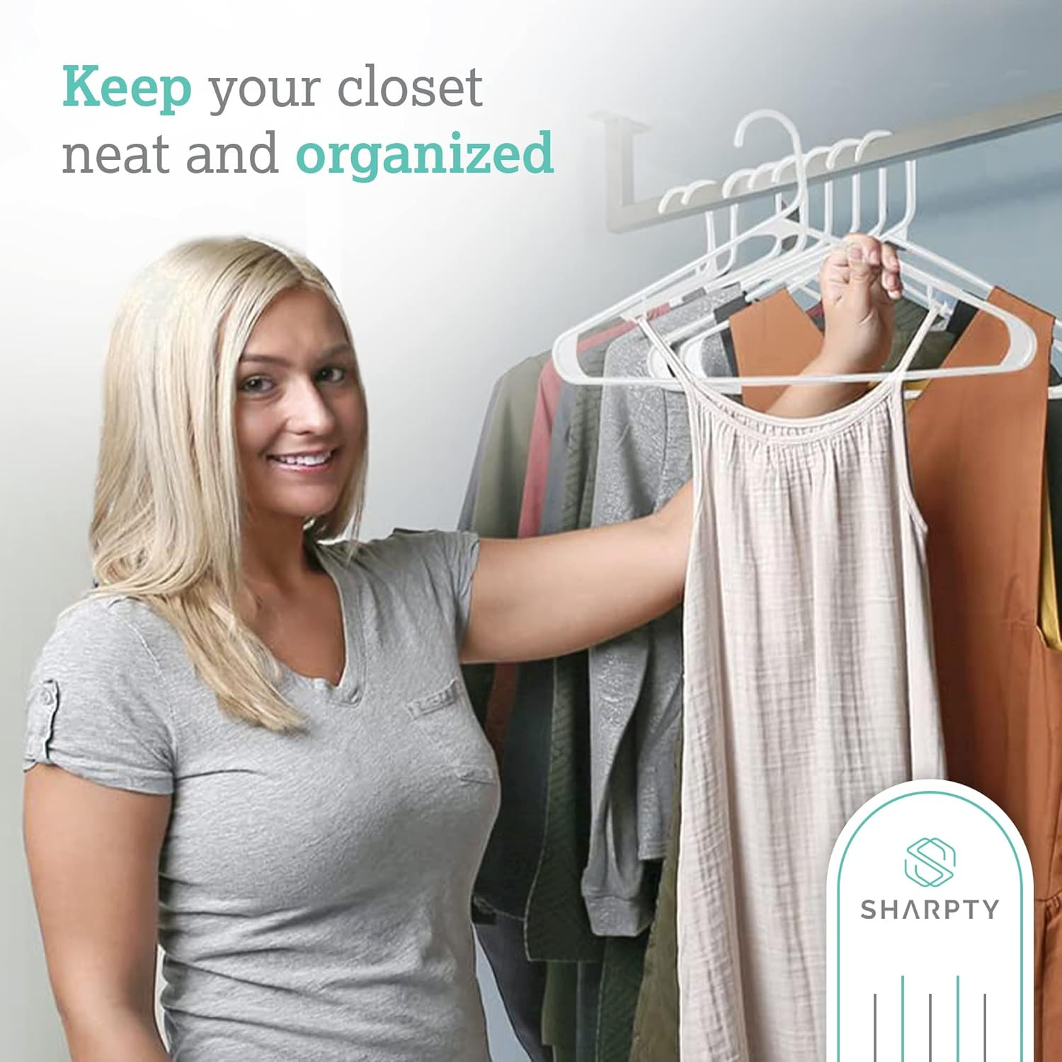 Sharpty Plastic Hangers Clothes Hangers for Clothing, Closet, Coats & Shirts – D