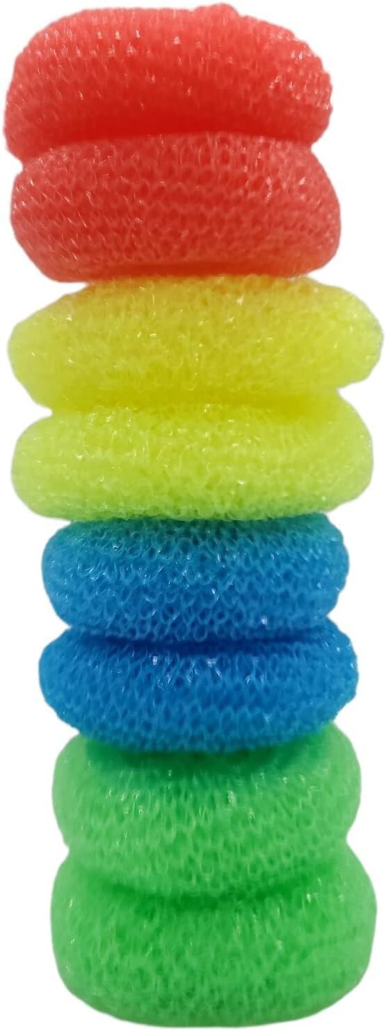 24 Pack Assorted Colors Round Nylon Dish Cleaning Scouring Pads, Mesh