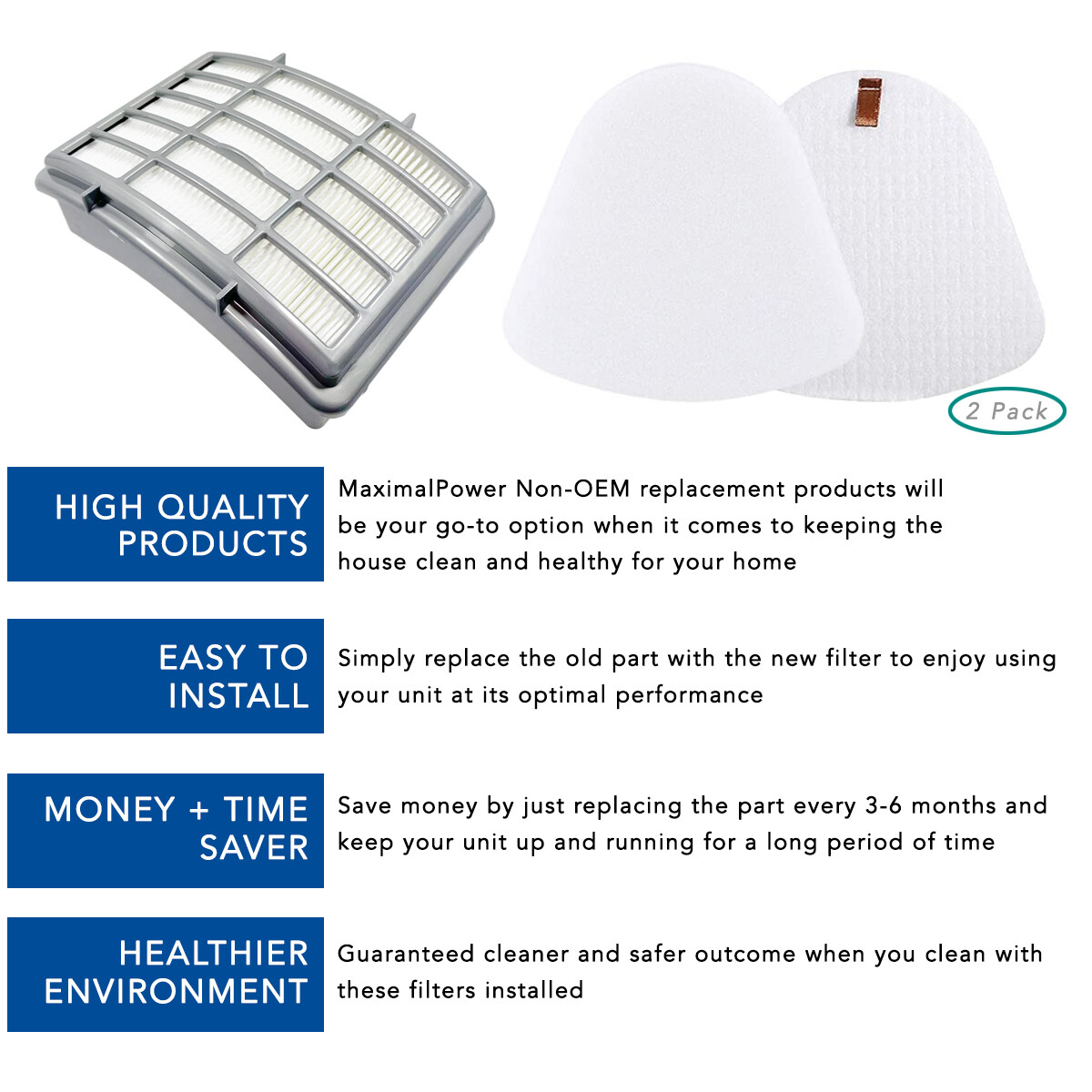 MaximalPower Vacuum HEPA, Foam & Felt Filter Set for Shark Navigator NV350 NV351