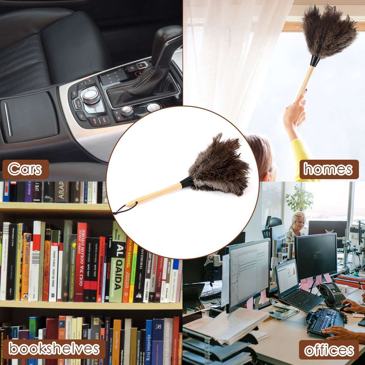16inch Feather Duster Durable Dust Collecting Cleaning Tool For Car, Home Clean