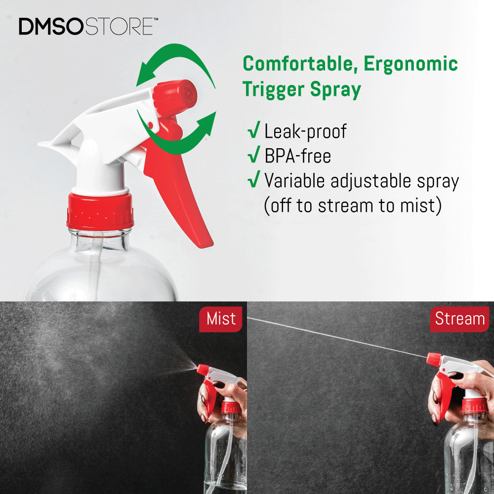 DMSOSTORE 16 oz. Glass Spray Bottles 4 Pack with Red Trigger Sprayer, Adjustable