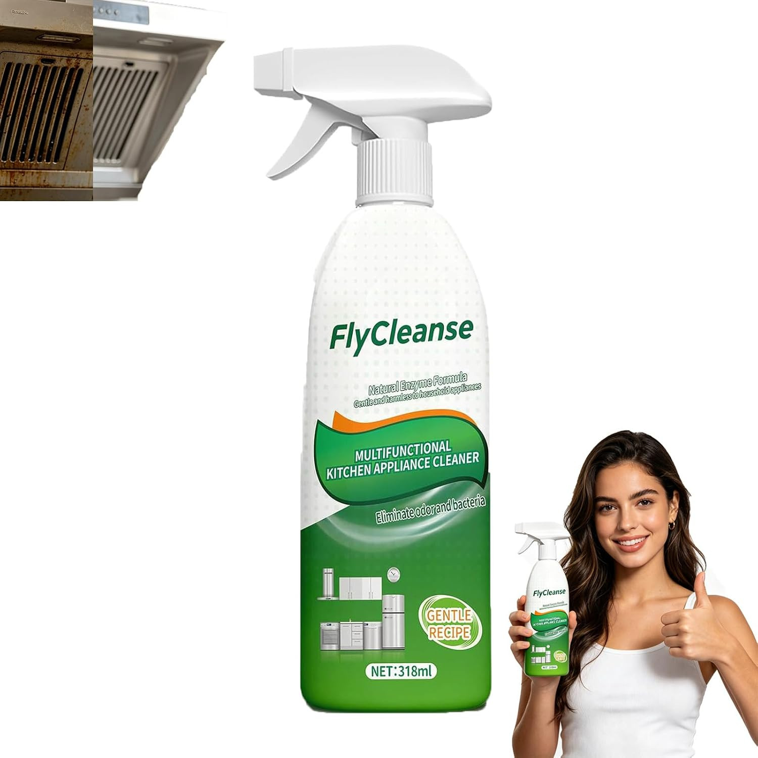 Heavy Duty Oil Stain Remover, Multi-Purpose Kitchen Cleaner for Cooktop, Grease,