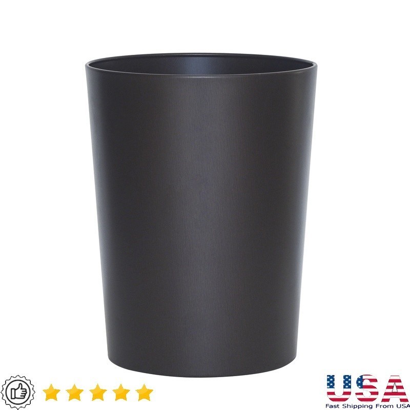 Bronze Metal Wastebasket Open Top Durable Trash Can Home Office Bathroom New
