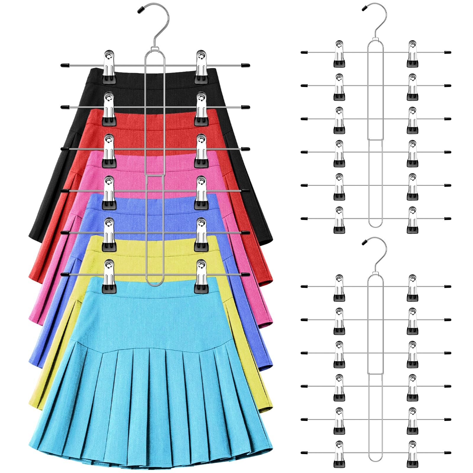 6 Tier Skirt Hangers Space Saving2 Pack Pants Skirts Hangers With Clips For Wome
