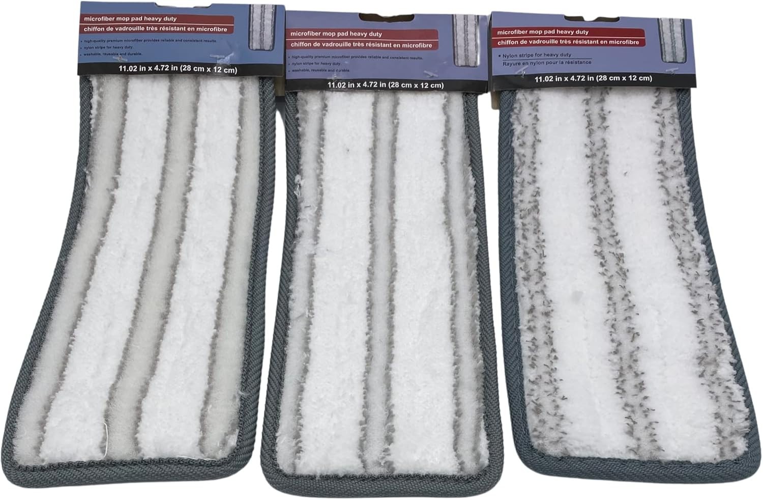 Microfiber Mop Pad Heavy Duty (11.02 in x 4.72 in) – 3-Pack