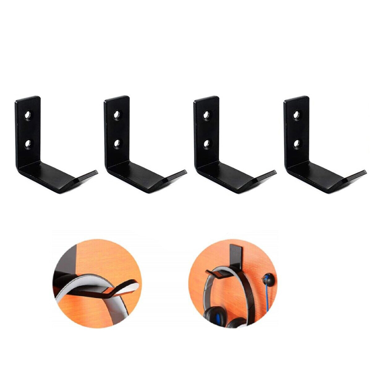 4PCS Headphone Hangers Display Stand Holder Steel Hooks Desk Headset Wall Mount