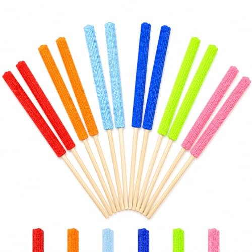 12 PCS Microfiber Detail Duster Sticks – Mini Crevice Fan Cleaning Brush