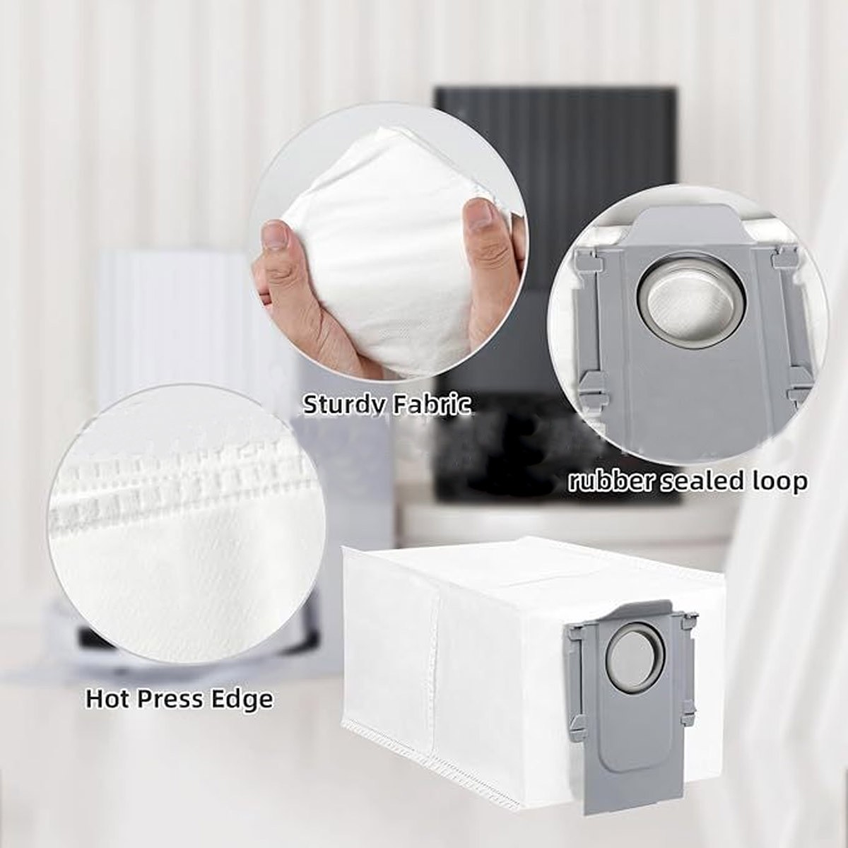 2.7L Large Capacity Dust Bag Replacement For Roborock Qrevo S5V Qrevo Edge/Curv