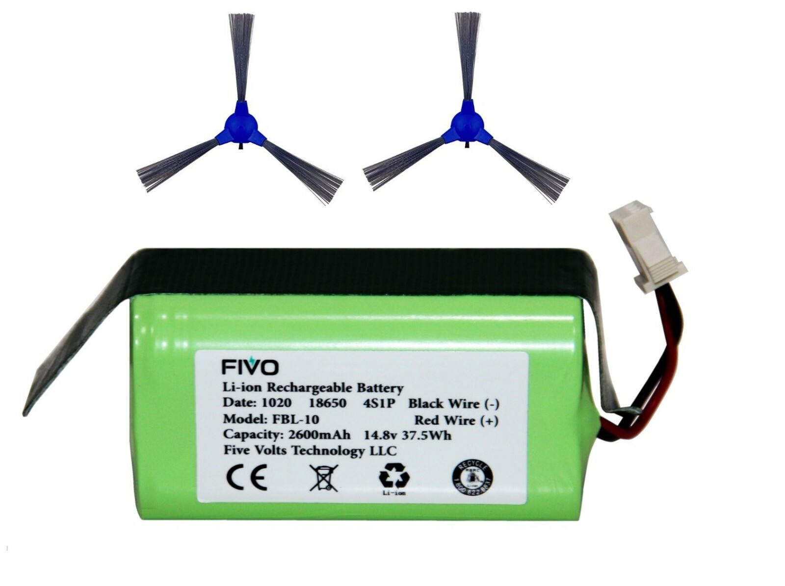 Battery for Eufy RoboVac 11/11S/11S Max/12/15C/15T/15C Max/30/30C with 2 Brushes