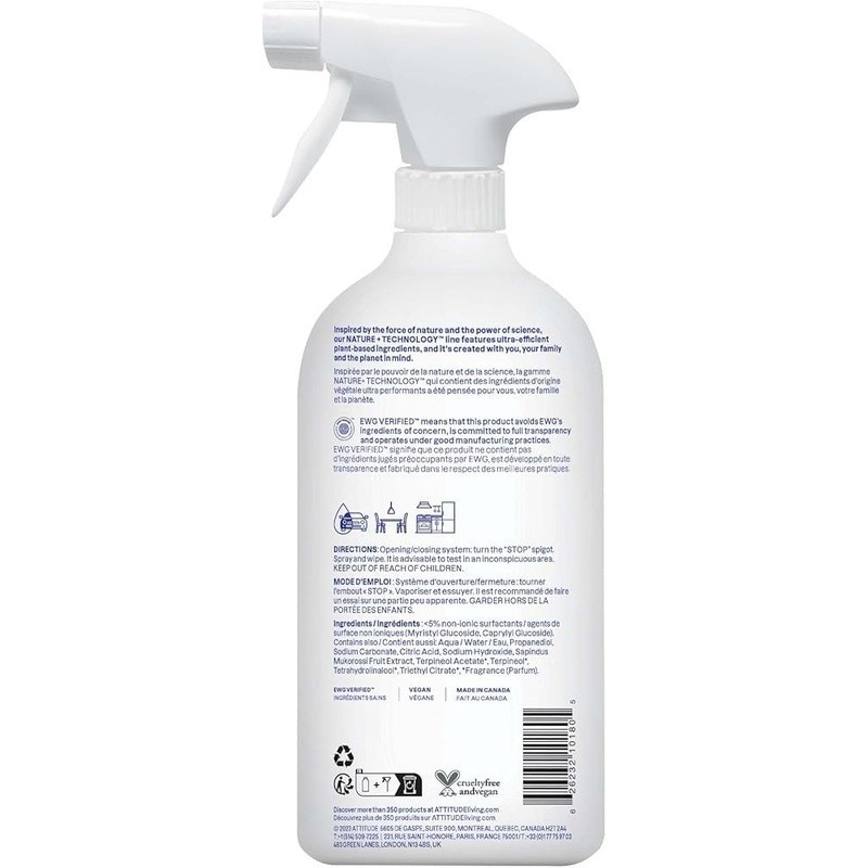 Natural Multi-Surface Cleaner EWG Verified Vegan Non-Toxic Streak-Free Spray New