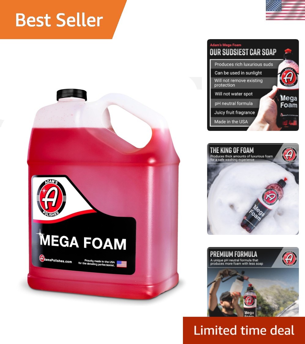 Adam’s Mega Foam Car Wash Soap Gallon – pH Neutral, Ultra Concentrated for Fo…