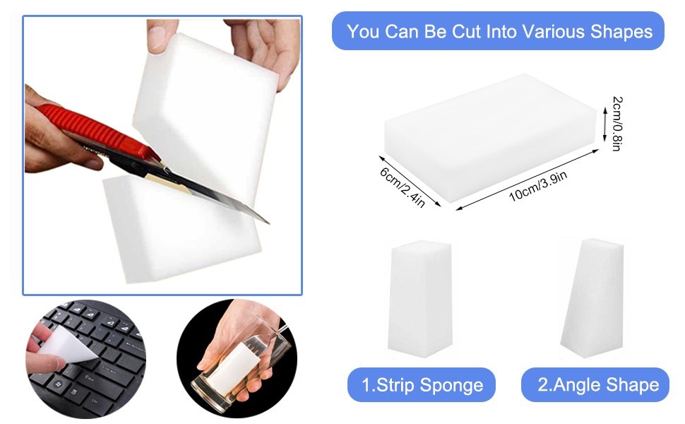 100 Pack Melamine Sponge Eraser Bulk Cleaning Foam Squares Kitchen Bathroom Pad