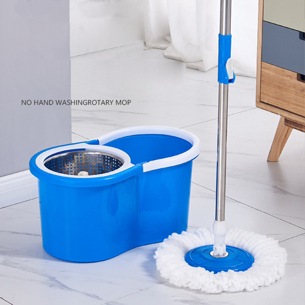 360° Spin Mop & Bucket Set w/ 3 Microfiber Heads, Stainless Steel Wringer