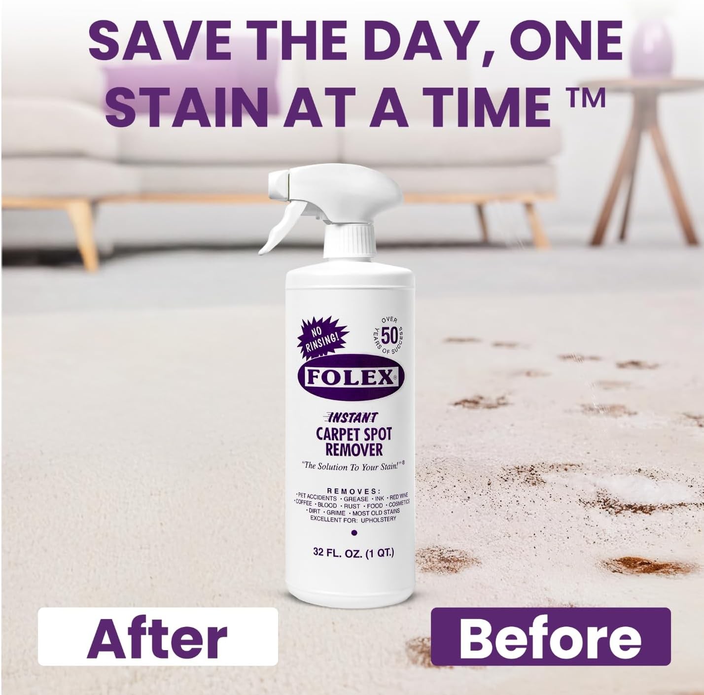 Instant Carpet Spot Remover 32 oz Powerful Stain Remover for Carpets,