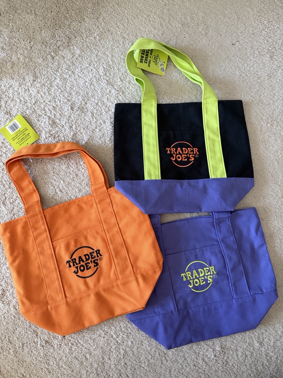 Trader Joe’s Trick-or-Treat Canvas Tote Bag Multicolor Cotton Polyester Foldable