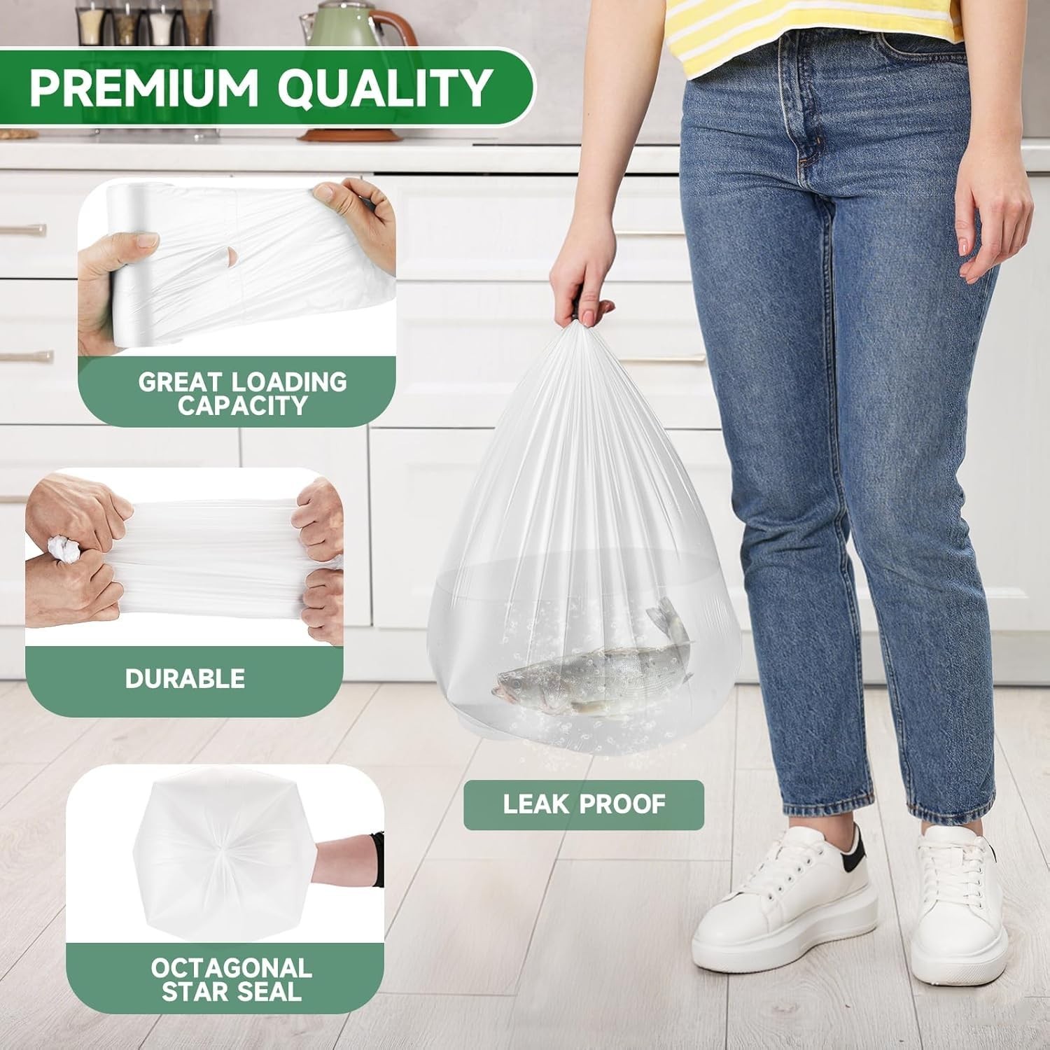 Compostable 2 Gallon Trash Bags – Biodegradable Bulk 200 Count Unscented Waste L