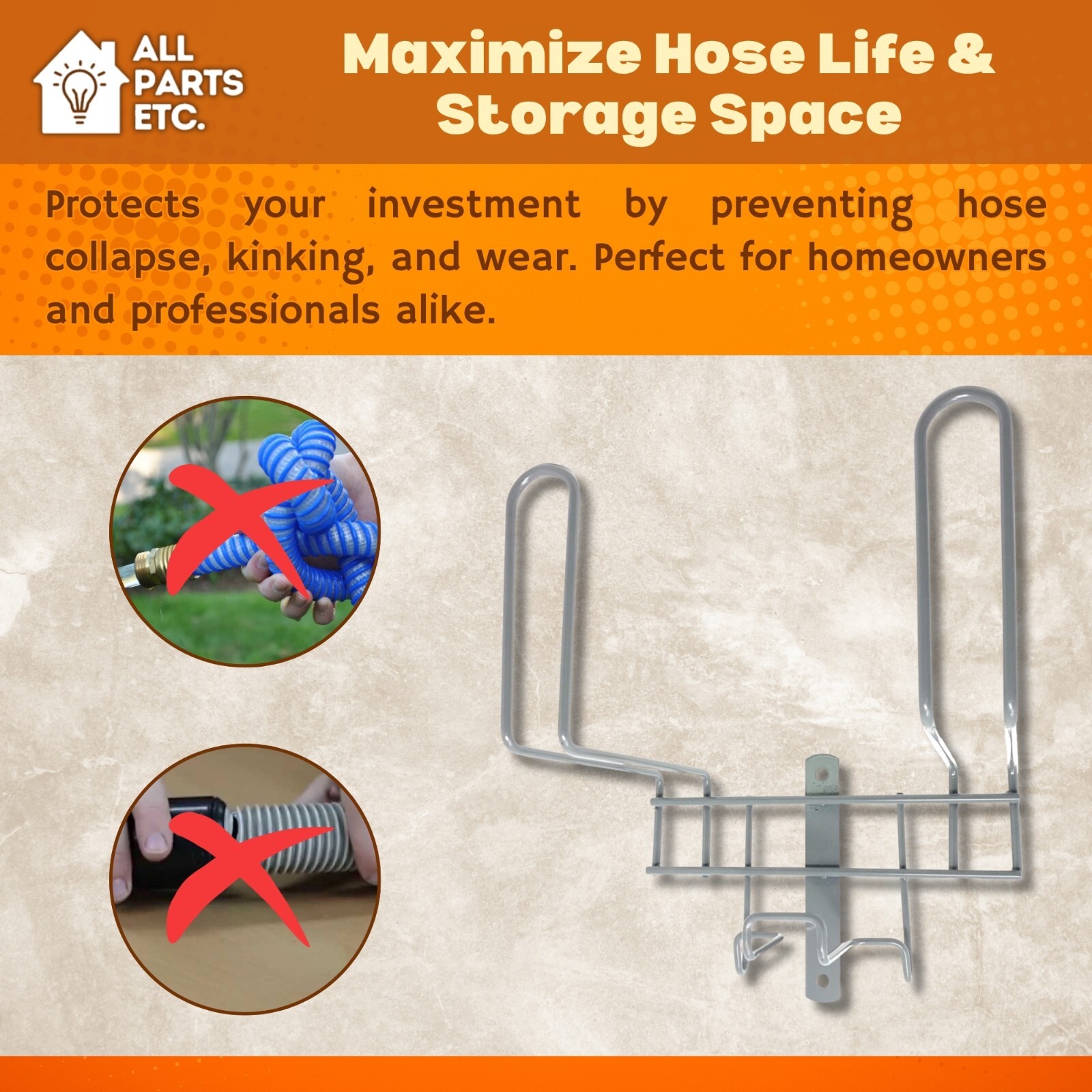 Metal Central Vacuum Hose Hanger Rack – Includes Mounting Screws Beam