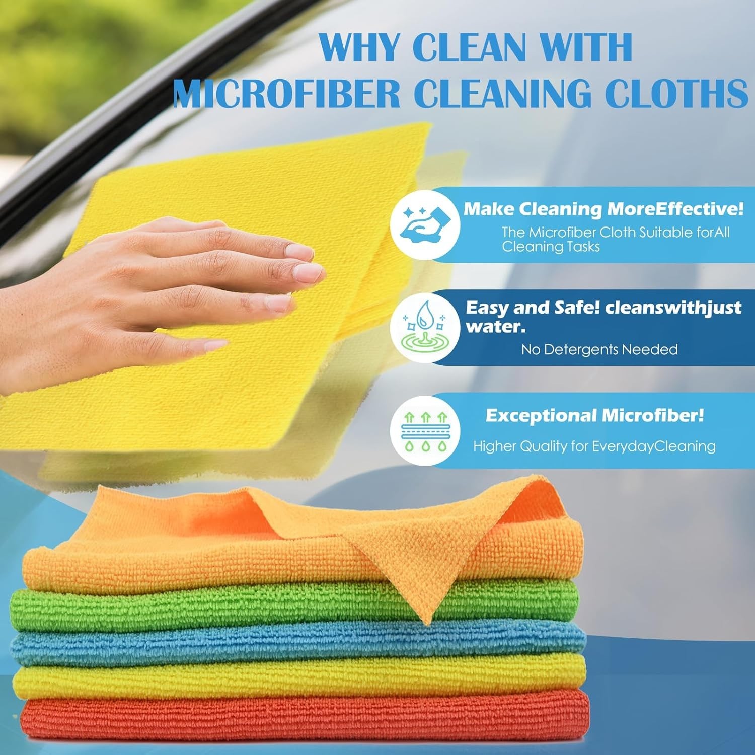 Microfiber Cleaning Cloth Set of 50 Towel Rag Car Polishing Detailing No-Scratch