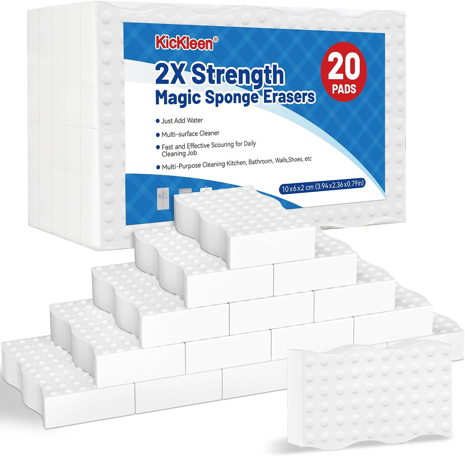 20 Pack Magic Sponges Cleaning Eraser, 2X Density Melamine Sponges | Cleaning Pa